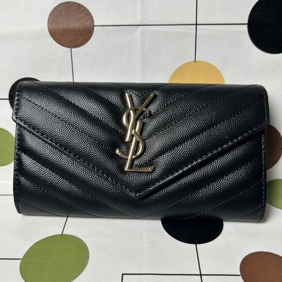 Saint Laurent Long Wallet with Signature YSL Emblem - Picture 1 of 8